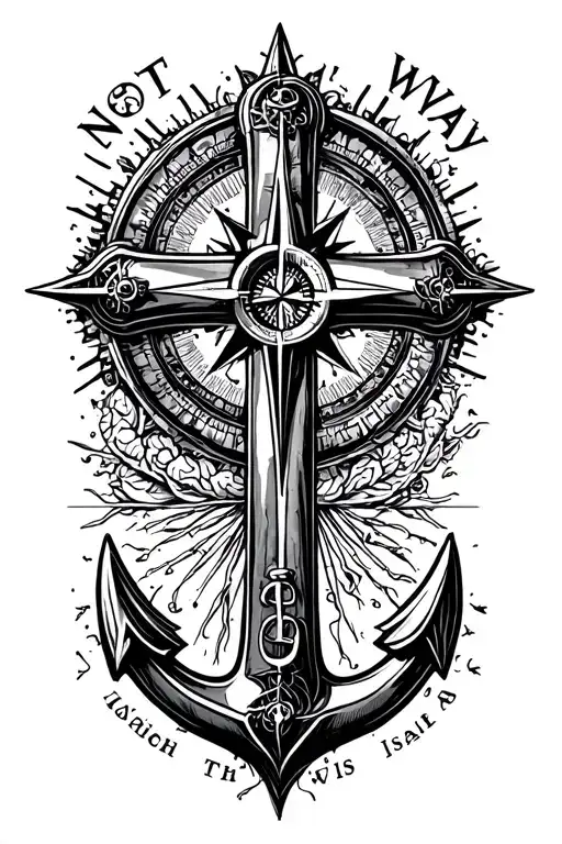 cross, brain cancer,compass, anchor, Isaiah 41:10, Not This Way tattoo design idea