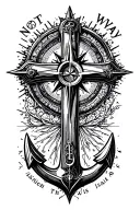cross, brain cancer,compass, anchor, Isaiah 41:10, Not This Way tattoo design idea