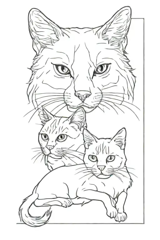Cat and dog outline tattoo tattoo design idea
