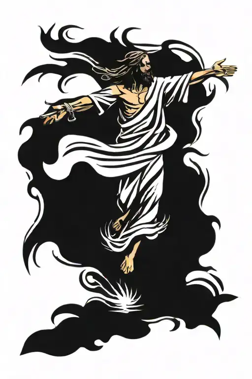 Jesus walking on water tattoo design idea