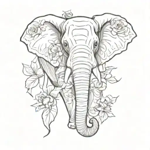 Elephant With Roses tattoo design idea