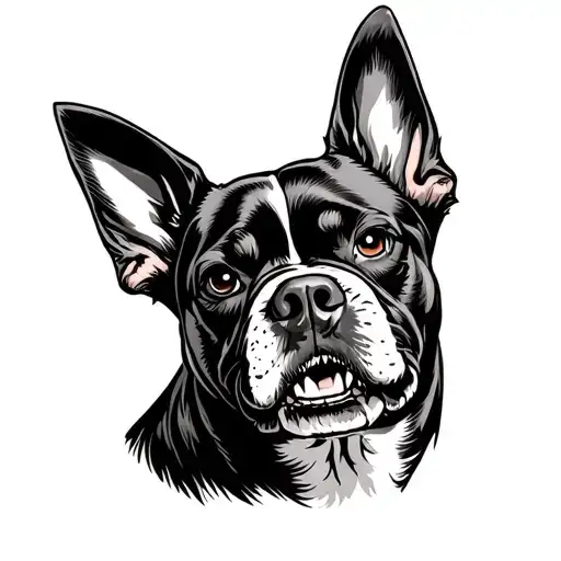 Angry Dog, long ears and snout tattoo design idea