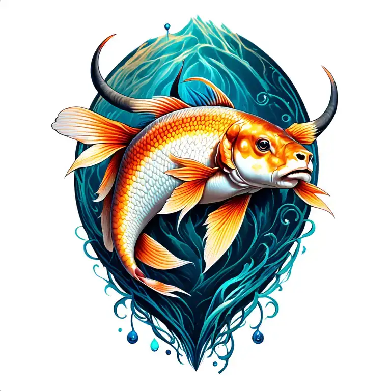 Pisces Taurus tattoo design idea