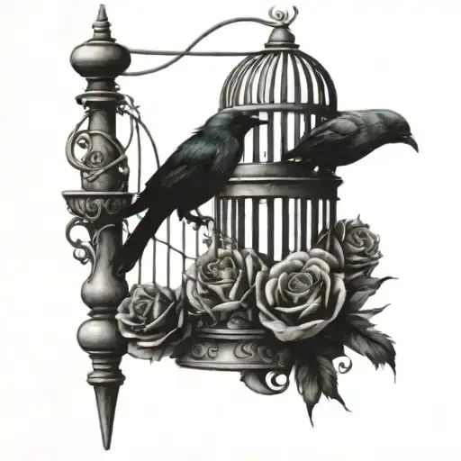 1.	Broken Birdcage: The cage will be detailed and cracked open with roses entwined around it, much like in the second im tattoo design idea