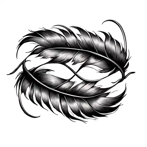 Feather with infinity sign wrapping around the feather tattoo design idea