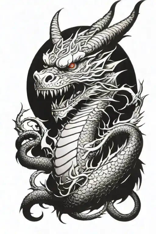 Dragon face tattoo design idea