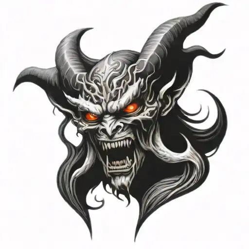 demon face tattoo design idea