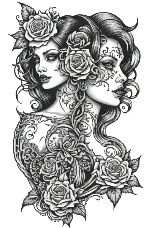 women's gothic sleeve tattoo tattoo design idea
