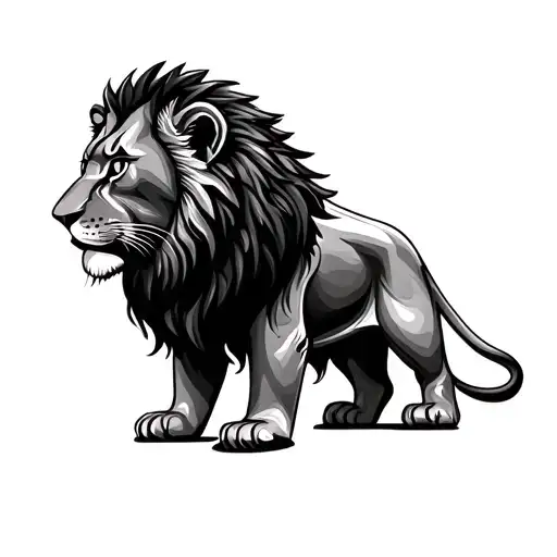 An abstract lion cub with fine gradient lines. tattoo design idea