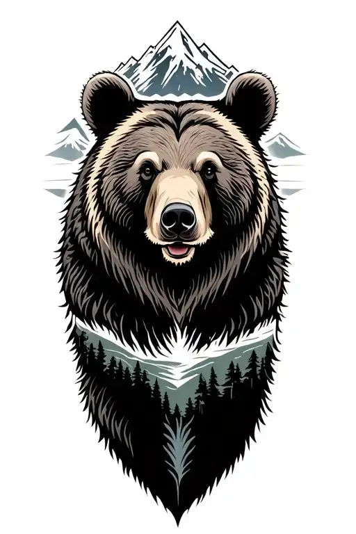 bear with Appalachian Mountains behind it  tattoo design idea