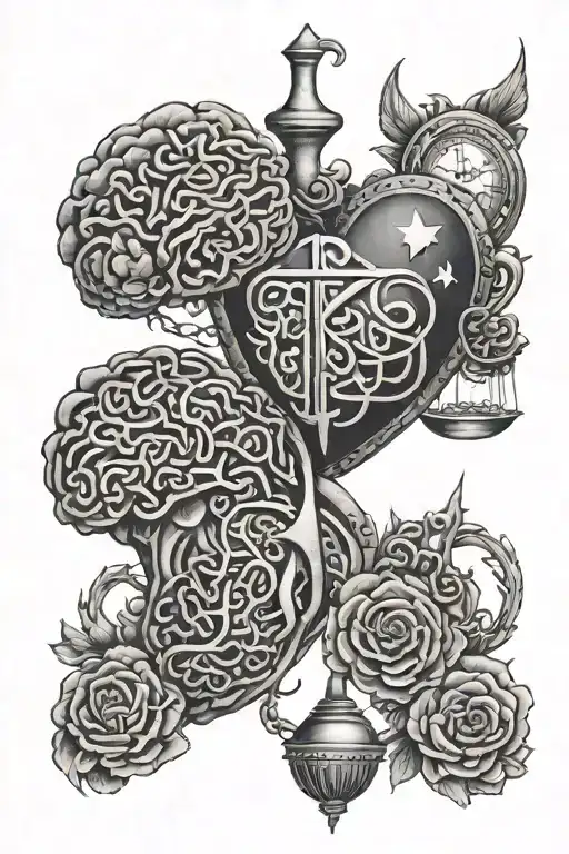 libra tattoo heart and brain masculine tattoo design idea