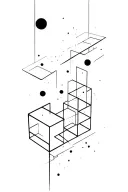 hollow cubes falling into black hole tattoo design idea