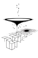 hollow cubes falling into black hole tattoo design idea