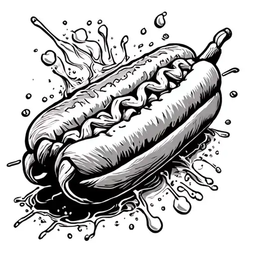 hot dog falvored water tattoo design idea