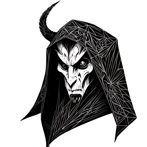 demonic hooded head tattoo design idea