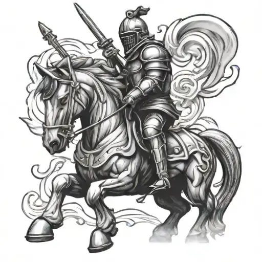 chess piece knight riding tattoo design idea