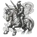 chess piece knight riding tattoo design idea