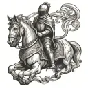 chess piece knight riding tattoo design idea