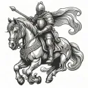 chess piece knight riding tattoo design idea