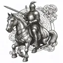 chess piece knight riding tattoo design idea