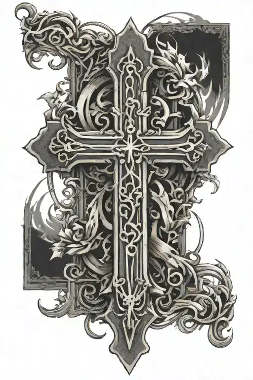 I want a cross with the words of the verse Exodus 15:2 within the cross. On the outside running the length of the cross  tattoo design idea