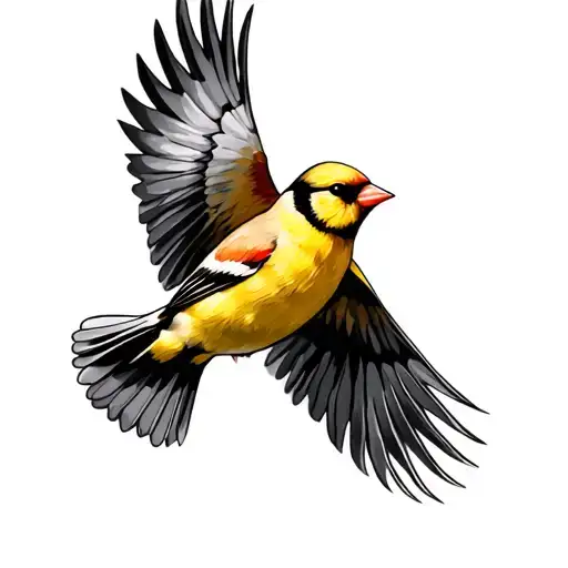 American Goldfinch flying tattoo design idea