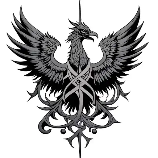 Bind Rune phoenix rising Phoenix bird tattoo design idea