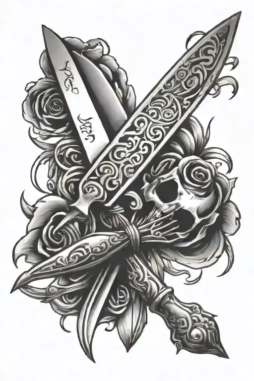 knife and fork crossed tattoo design idea