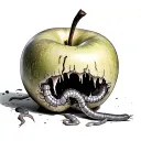 an Apple rotten from the inside crawling of worms  tattoo design idea