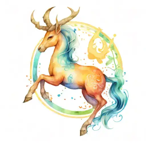 Capricorn symbol incorporating elements tattoo design idea
