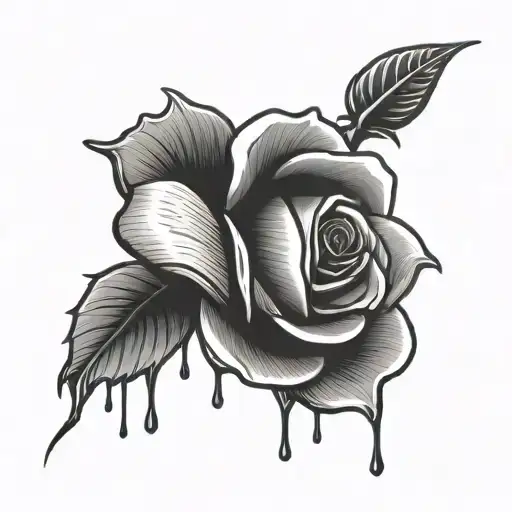 rose being poked by dripping finger tattoo tattoo design idea