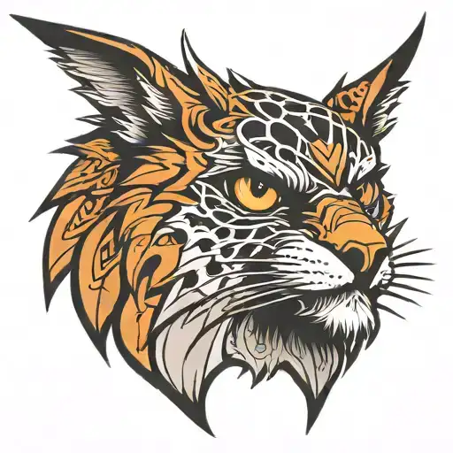 mix between a bobcat and an eagle tattoo design idea