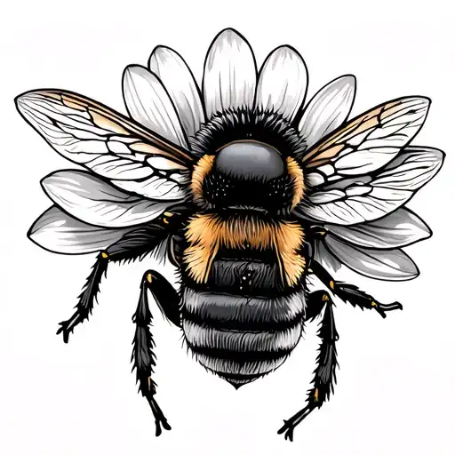 Honey Bee bum sleeping in flower tattoo design idea