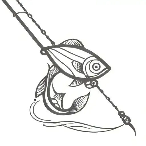 fishing pole tattoo design idea