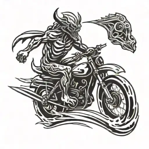 surfing demon tattoo design idea