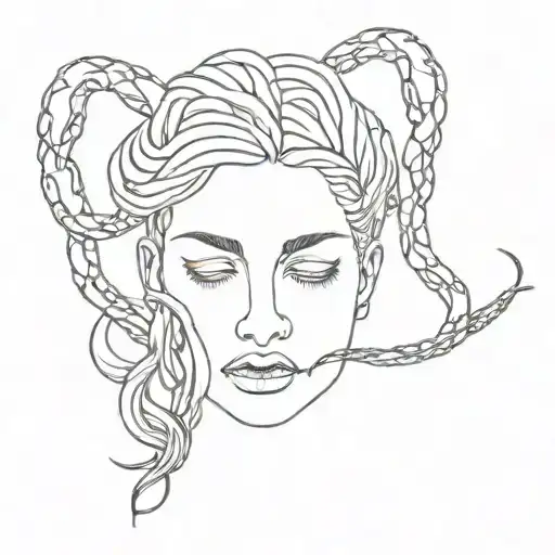 medusa head snake hair, snakes covering face made tattoo design idea