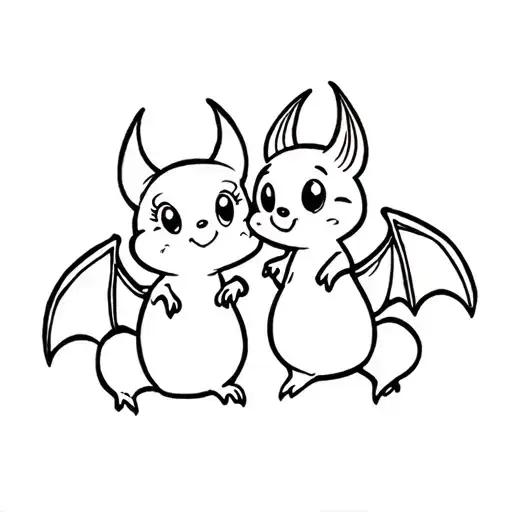 cute disney bat best friends tattoo design idea