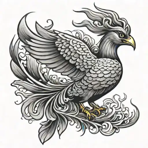 japanese phoenix bird rising tattoo design idea
