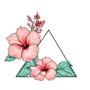siblings triangle hibiscus tattoo design idea