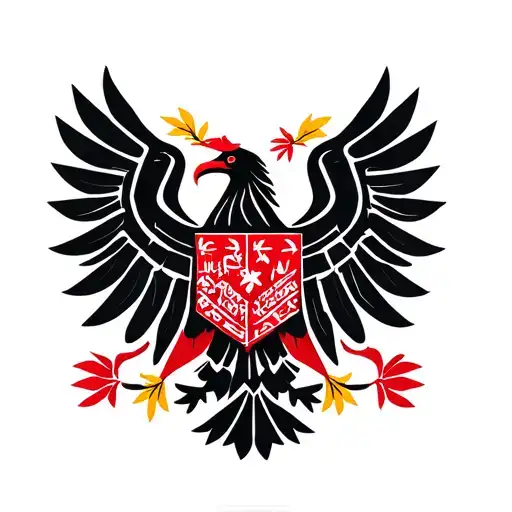 "Proud to be Albanian" Albanian Eagle with Writing Under it tattoo design idea