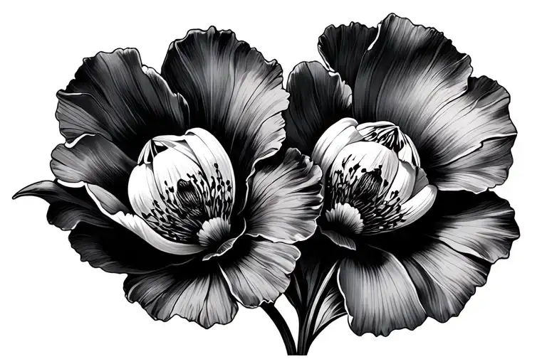 snowdrops and poppies entertwinned tattoo design idea