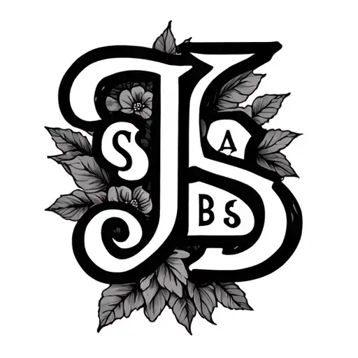 black tattoo with initials J S A B S incorporated somehow tattoo design idea