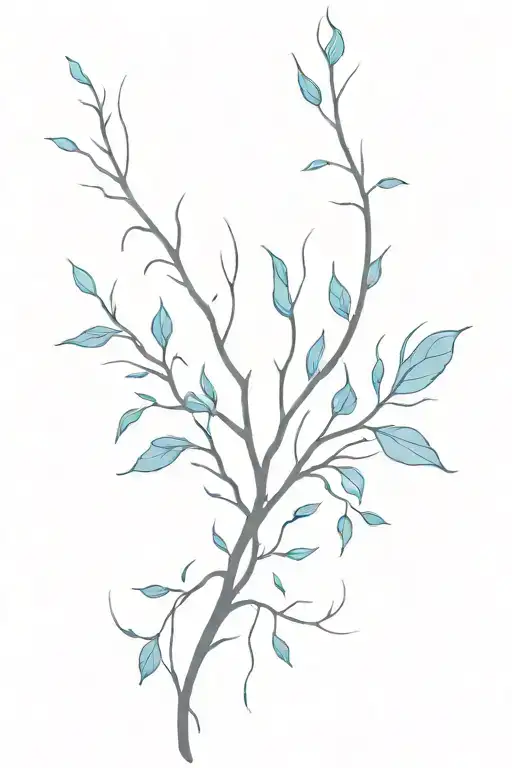 root growing with blue leaves falling apart tattoo design idea