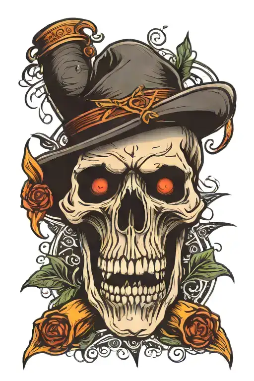 pentagram beer bottle demon skull tattoo design idea
