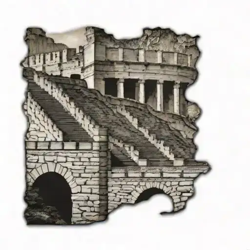 Great Wall of China, colosseum thigh tattoo tattoo design idea