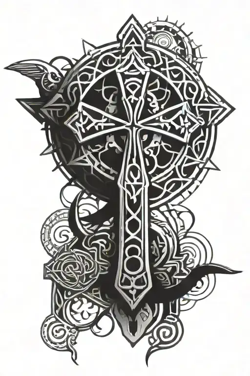 ankh symbol intertwined within its intricate geometric patterns tattoo design idea