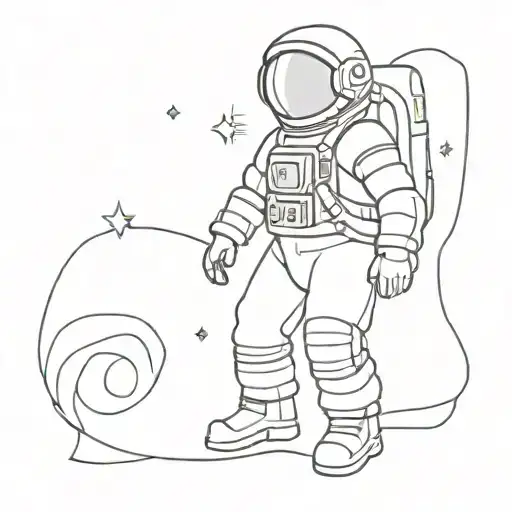 astronaut with hidden name david tattoo design idea