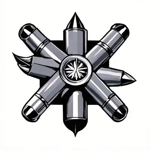 bullet and personal number tattoo design idea
