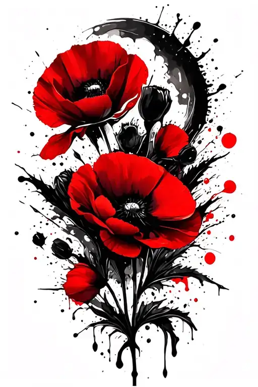 Poppy memorial tattoo for dad tattoo design idea