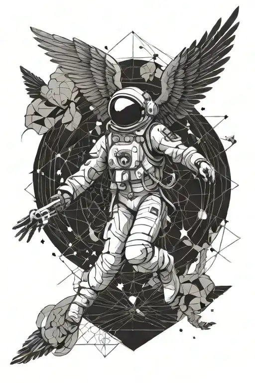 Icarus falling but Icarus is an astronaut tattoo design idea